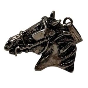 Sterling Silver Equestrian Horse Head Pendant Bridle Zimmer Signed Charm Western